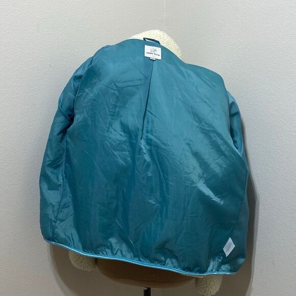 Ivory Ella Full Zip Faux Sherpa Jacket Ivory with Teal Trim Size Large - Picture 10 of 12